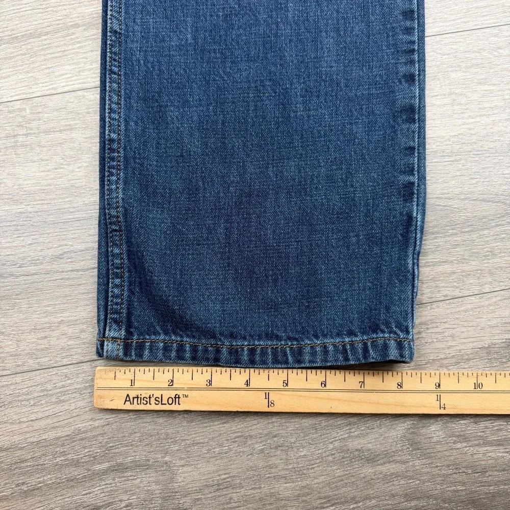Tommy Hilfiger Jeans Mens 38x32 Blue Baggy Straight Leg Zip Fly 5 Pocket Classic